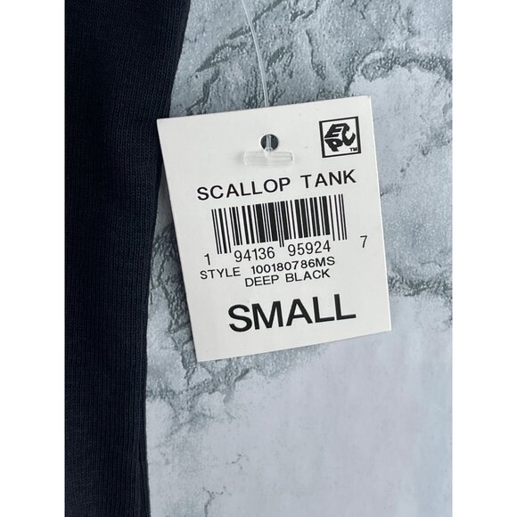 Style & Co. Womens Small Scallop Lace Trim Tank Top Deep Black - Picture 8 of 9